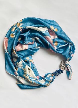 Scarf ""Blue  ocean of love" om the brand MyScarf. Decorated with natural sodalit2 photo