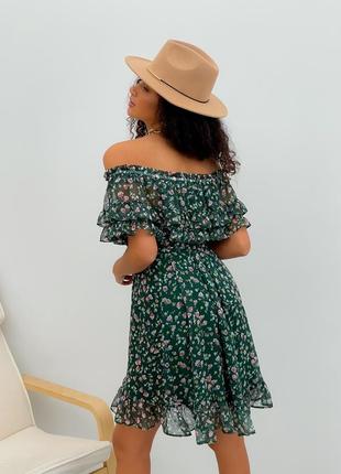Chiffon sundress floral green with ruffles5 photo