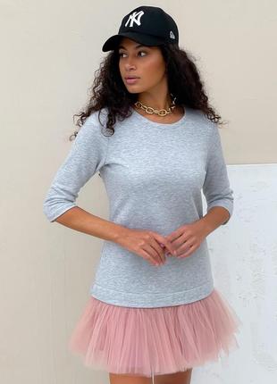 Constructor-dress gray Airdress with removable blush pink skirt1 photo