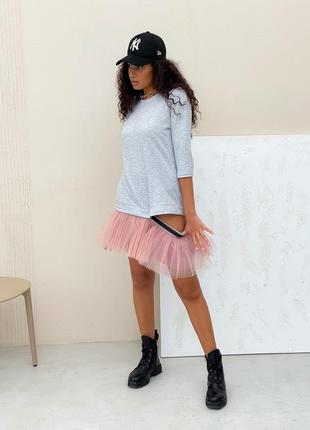 Constructor-dress gray Airdress with removable blush pink skirt4 photo