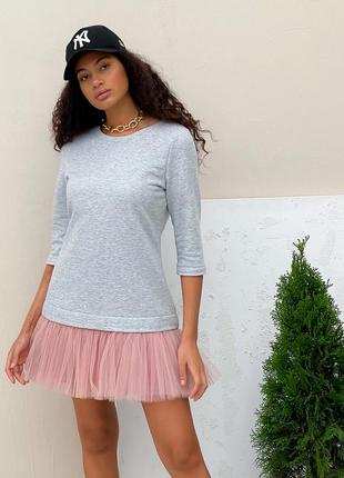 Constructor-dress gray Airdress with removable blush pink skirt7 photo
