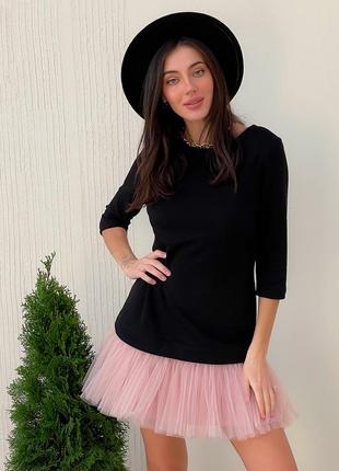 Constructor-dress black Airdress with removable blush pink skirt1 photo
