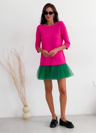 Constructor-dress fuchsia AIRDRESS Evening with removable green skirt4 photo