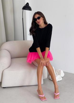 Constructor-dress black AIRDRESS Evening with removable neon pink skirt7 photo