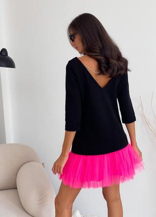 Constructor-dress black AIRDRESS Evening with removable neon pink skirt2 photo