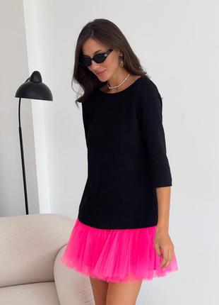 Constructor-dress black AIRDRESS Evening with removable neon pink skirt9 photo