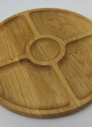 Board for serving dishes in 5 sections, oak d 30 cm, height 2.4 cm.5 photo