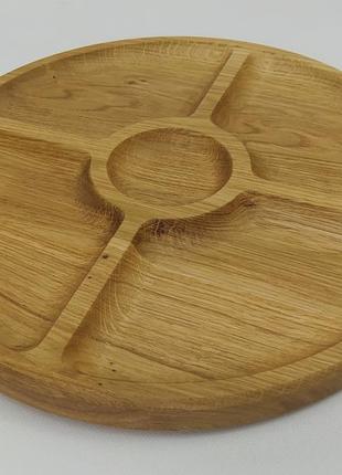 Board for serving dishes in 5 sections, oak d 30 cm, height 2.4 cm.4 photo