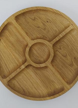 Board for serving dishes in 5 sections, oak d 30 cm, height 2.4 cm.2 photo