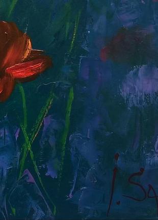 Poppy flower oil painting. Wildflower painting6 photo