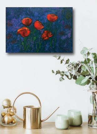 Poppy flower oil painting. Wildflower painting7 photo