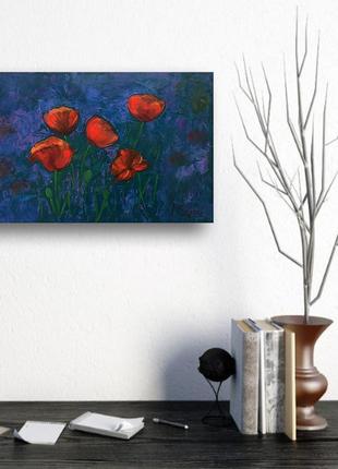 Poppy flower oil painting. Wildflower painting5 photo