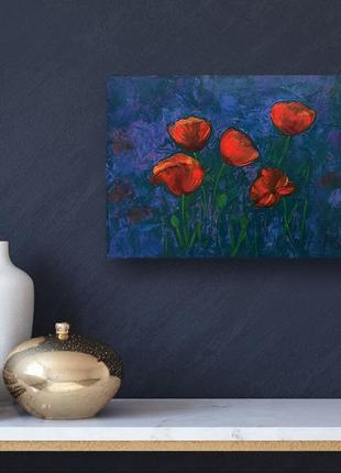 Poppy flower oil painting. Wildflower painting8 photo