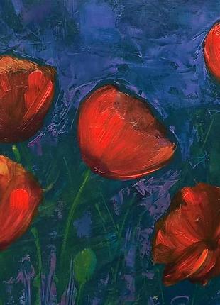 Poppy flower oil painting. Wildflower painting9 photo