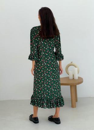 Wrap-dress in floral print with frills4 photo