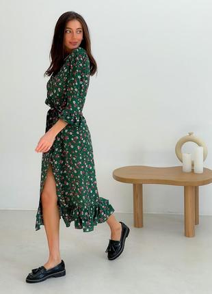 Wrap-dress in floral print with frills2 photo