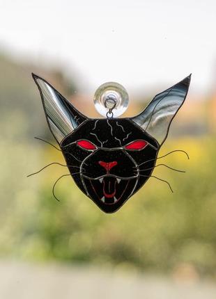 Halloween cat stained glass window hangings