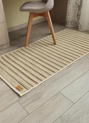 Bedside woven wool and jute rug striped3 photo