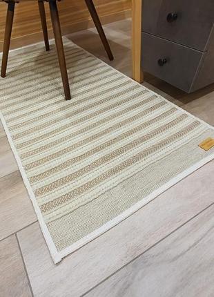 Bedside woven wool and jute rug striped5 photo