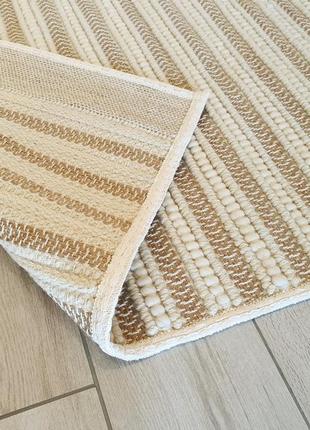 Bedside woven wool and jute rug striped6 photo