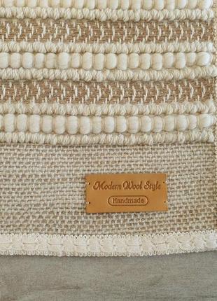 Bedside woven wool and jute rug striped7 photo