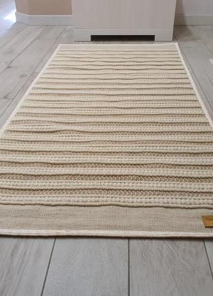 Bedside woven wool and jute rug striped8 photo