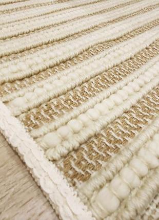 Bedside woven wool and jute rug striped10 photo