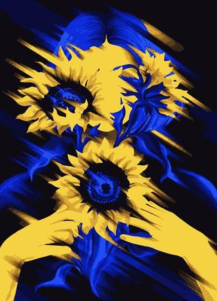 Paint by numbers kit protect sunflowers acrylic oil painting ukraine 2022 40x501 photo