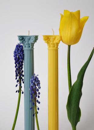 Antique column candle set3 photo