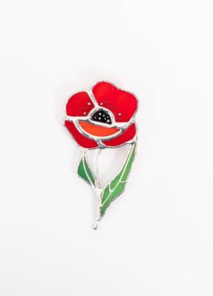 Ukrainian poppy flower stained glass jewelry2 photo