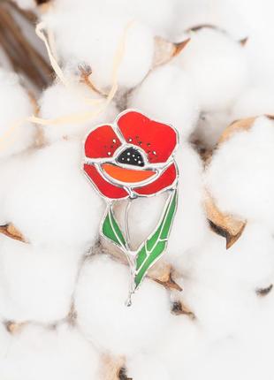 Ukrainian poppy flower stained glass jewelry3 photo