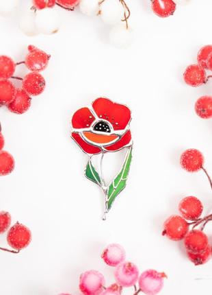 Ukrainian poppy flower stained glass jewelry5 photo