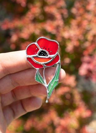 Ukrainian poppy flower stained glass jewelry6 photo