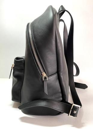Black leather backpack2 photo