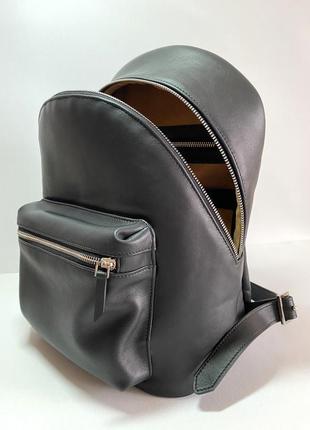 Black leather backpack5 photo
