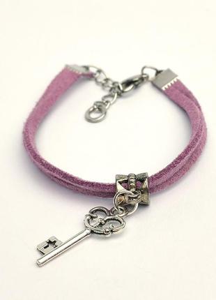 Suede bracelet - amulet with pendant "The key"2 photo