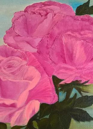 Still life rose flower oil painting. Pink rose flower wall décor4 photo