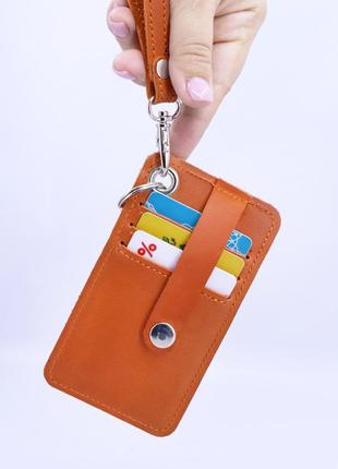 Leather card holder with wrislet&neck strap7 photo