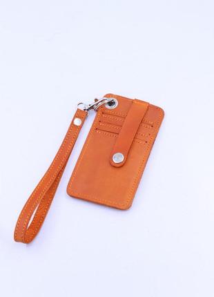 Leather card holder with wrislet&neck strap1 photo