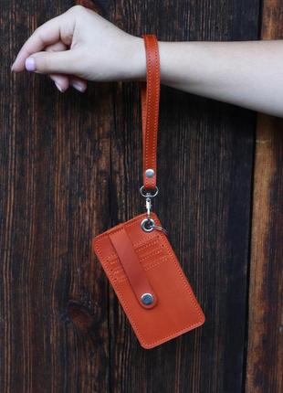 Leather card holder with wrislet&neck strap4 photo