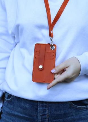 Leather card holder with wrislet&neck strap3 photo