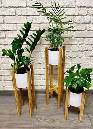 A set of stands for vases and flowers, oak, 3 pcs1 photo