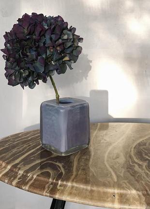 Hand blown glass vase Cube lilac2 photo
