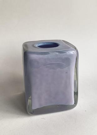 Hand blown glass vase Cube lilac5 photo
