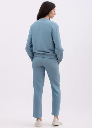Blue trousers made of viscose linen of a free cut 71533 photo