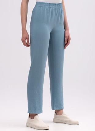 Blue trousers made of viscose linen of a free cut 71534 photo