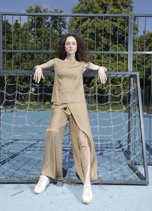 Wide, lightweight trousers with slits in the front 71504 photo