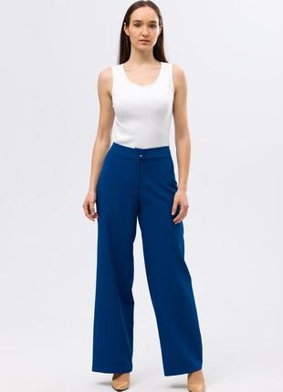 Bright blue wide trousers made of suit fabric 7147