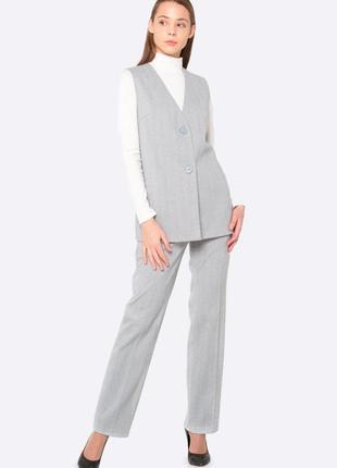 Warm gray trousers made of wool fabric 71455 photo