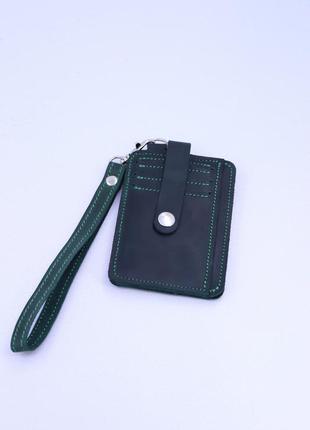 Leather slim pocket wallet for cards and bills with hand&neck straps